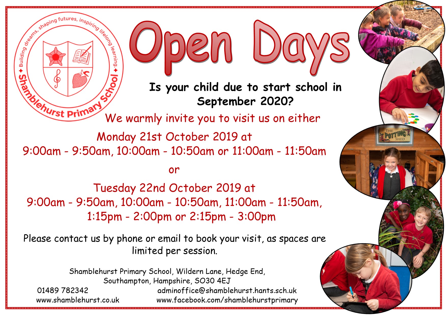 2020 2021 Open Days Shamblehurst Primary School